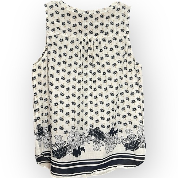 Ann Taylor Blue L Floral Babydoll Blouse Beach Boho Hippie Coastal Cowgirl Prep - Picture 4 of 11